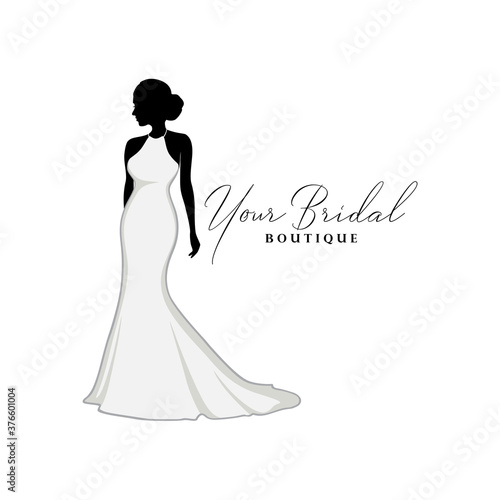 Beautiful Wedding Dresses Boutique Logo, Bridal Boutique Logo, Bridal Gown Logo Vector Design Template