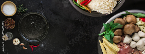 Fotografie Japanese Sukiyaki in traditional Cast Iron Pot
