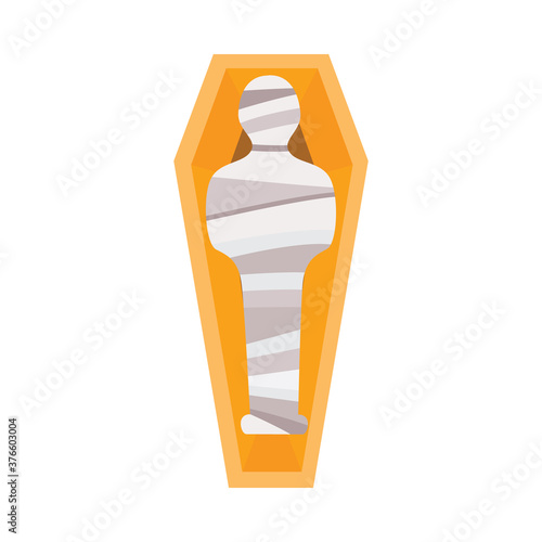 Ancient Egyptian mummy in sarcophagus - cartoon mummified person shape
