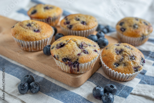 Freshly baked blueberry muffins 