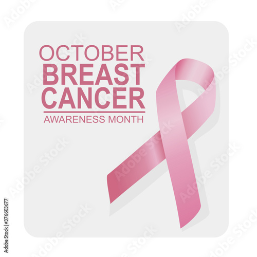 Pink ribbon womens breast cancer awareness banner with stethoscope on white background with ribbon symbol Flat illustration vector
