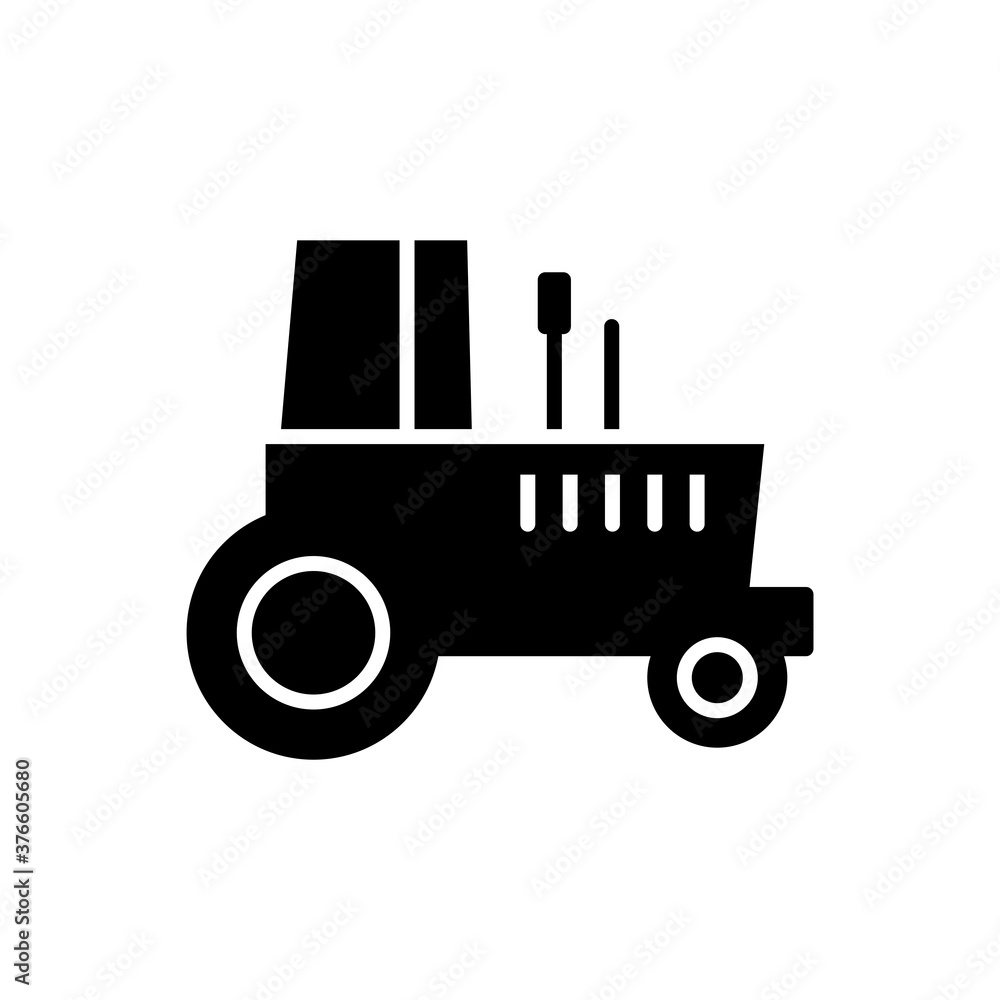 Farm tractor, transport icon with outline style vector for your web design