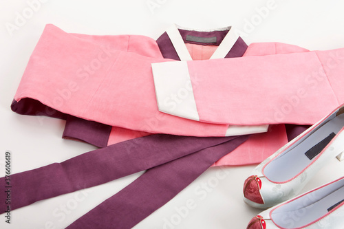 korean traditional clothing, hanbok and shoes
