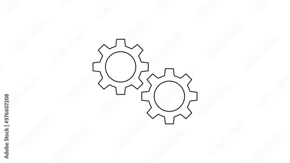 Black line Gear icon isolated on white background. Cogwheel gear settings sign. Cog symbol. 4K Video motion graphic animation. Black line Gear icon isolated on white background. Cogwheel gear settings sign. Cog symbol. 4K Video motion graphic animation.
