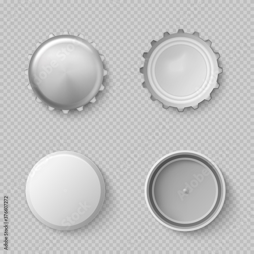 White bottle caps vector realistic isolated illustration