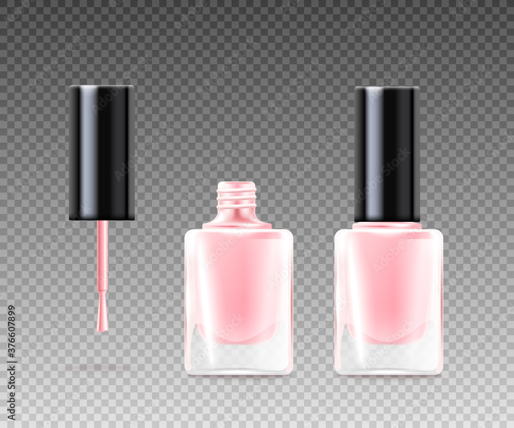 Vector realistic isolated illustration of fashionable pink nail polish in bottle Vector realistic isolated illustration of fashionable pink nail polish in bottle