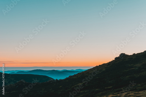 Sunrise in the Carpathians near Mount Pip Ivan, the saddle of Montenegro, a camping town in the saddle. © Niko_Dali