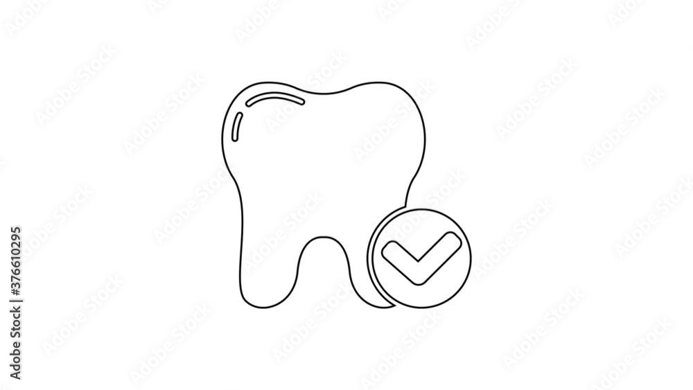 Black line Tooth whitening concept icon isolated on white background. Tooth symbol for dentistry clinic or dentist medical center. 4K Video motion graphic animation. Black line Tooth whitening concept icon isolated on white background. Tooth symbol for dentistry clinic or dentist medical center. 4K Video motion graphic animation.