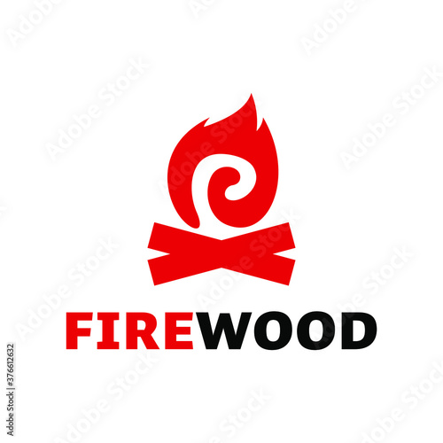 Firewood logo modern vector illustration idea. Flame campfire outdoor activity sign or symbol inspiration
