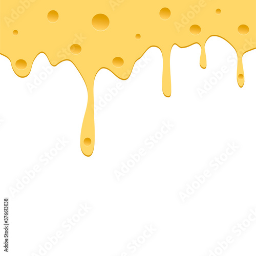 Drips of melted cheese on a white background