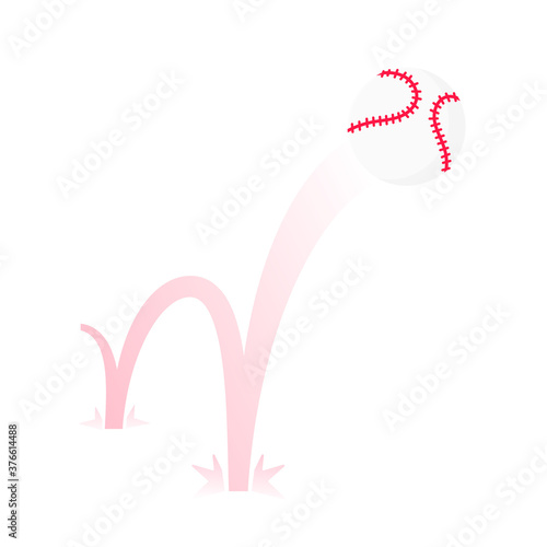 Bouncing baseball game ball flat style design vector illustration icon sign isolated on white background. Inflatable round baseball game symbol jumps on the ground.