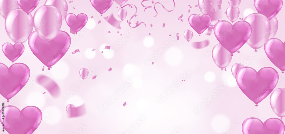 Luxury party pink, Birthday card with balloons and Christmas background