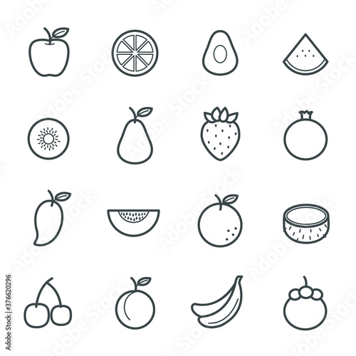 Simple Icon Set of Fruit icon outline stroke vector illustration on white background