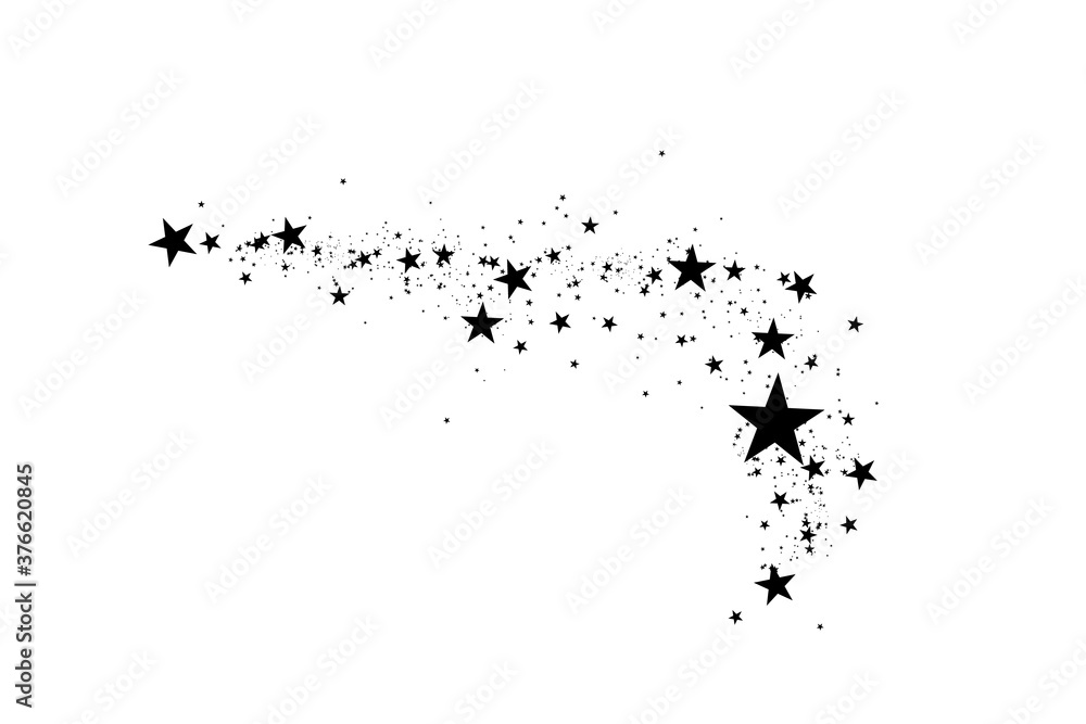 Stars on a white background. Black star shooting with an elegant star.Meteoroid, comet, asteroid, stars. Stars on a white background. Black star shooting with an elegant star.Meteoroid, comet, asteroid, stars.