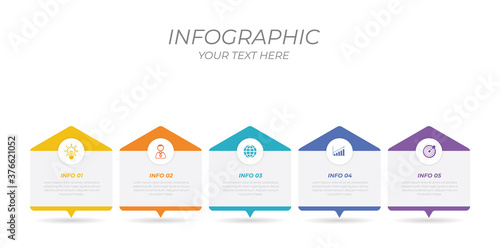 Business infographic element with 6 options, steps, number vector template design	