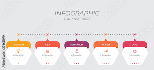 Business infographic element with 6 options, steps, number vector template design	