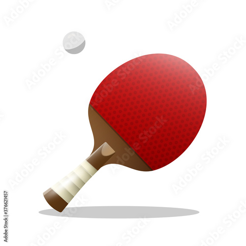 Ping Pong - Table Tennis Racket with Ball Vector Illustration Isolated on White Background