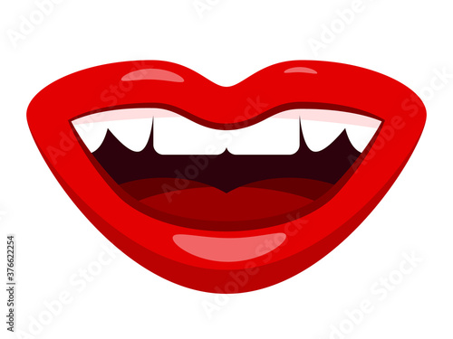 Wallpaper Mural Open Mouth with Red Lips and White Teeth Isolated on White Background Torontodigital.ca