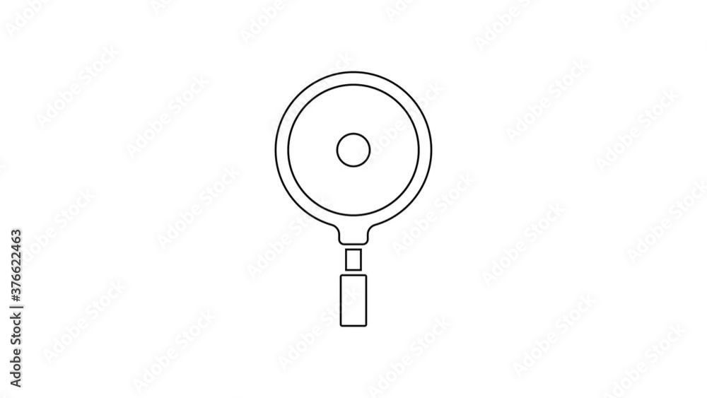 Black line Frying pan icon isolated on white background. Fry or roast food symbol. 4K Video motion graphic animation. Black line Frying pan icon isolated on white background. Fry or roast food symbol. 4K Video motion graphic animation.
