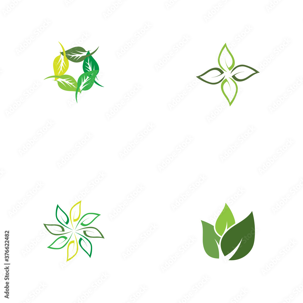 Set Leaf ecology Logo Template vector Set Leaf ecology Logo Template vector