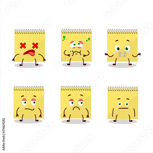 Spiral square yellow notebooks cartoon character with nope expression