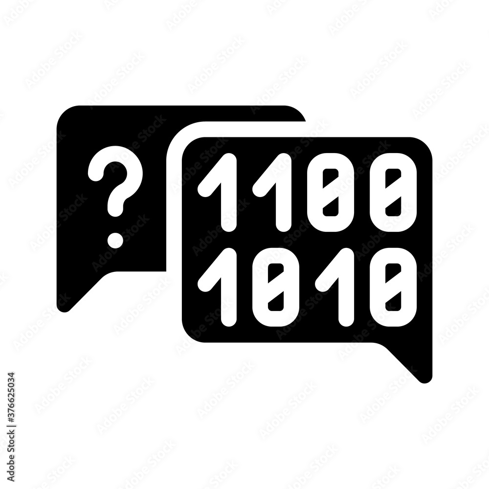 binary code and question mark quote frame glyph icon vector illustration binary code and question mark quote frame glyph icon vector illustration