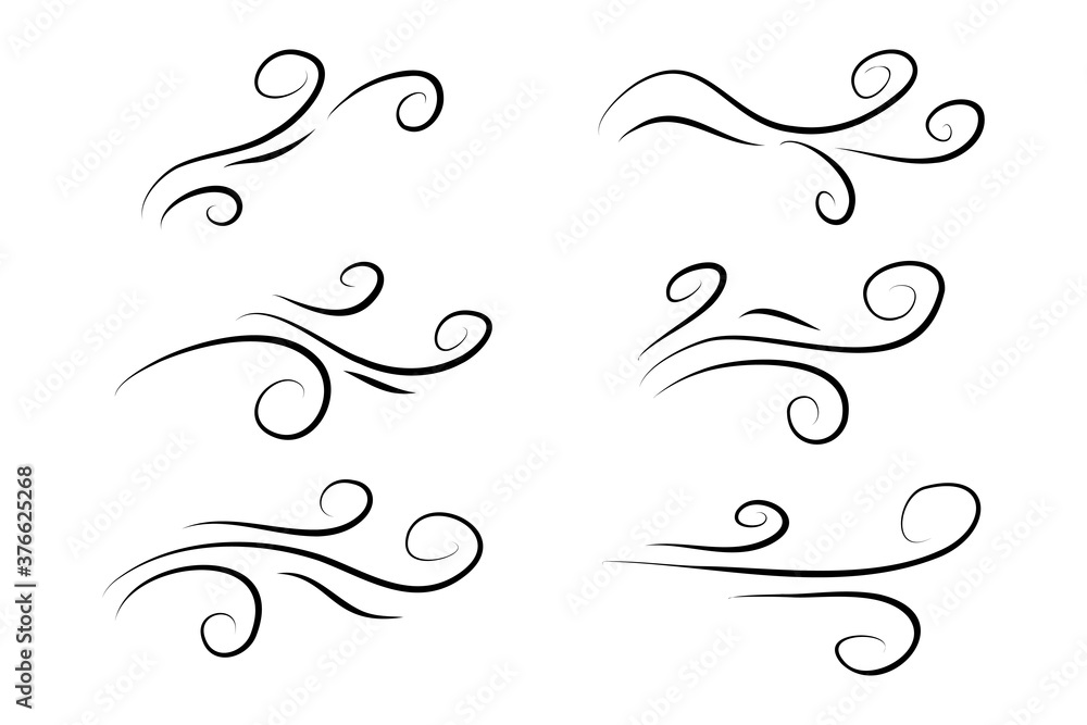 Hand drawn air wind doodle blow. Handmade sketch symbols set gust design on a white background. vector illustration graphic design elements. Hand drawn air wind doodle blow. Handmade sketch symbols set gust design on a white background. vector illustration graphic design elements.