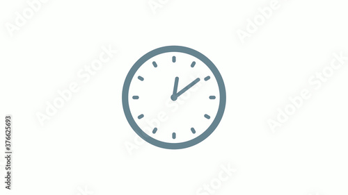 Aqua gray counting 12 hours clock icon on white background