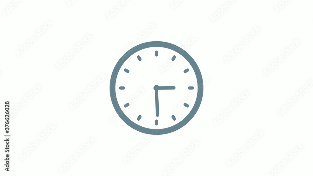 New aqua gray color counting down clock icon on white background New aqua gray color counting down clock icon on white background