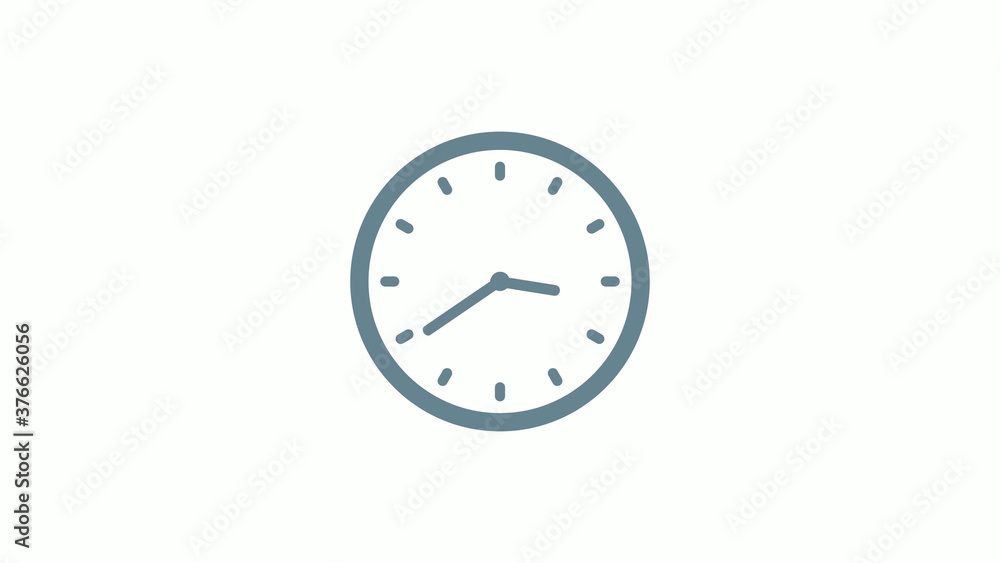 New aqua gray color counting down clock icon on white background New aqua gray color counting down clock icon on white background