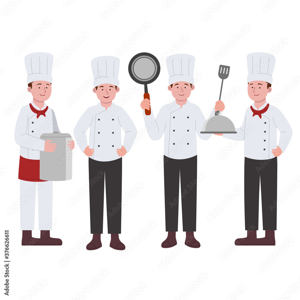 Set Character Design of Chef Boy Little Kid Cartoon