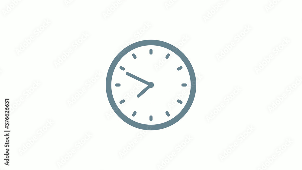 New aqua gray color counting down clock icon on white background New aqua gray color counting down clock icon on white background