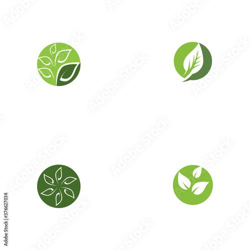 Set Leaf ecology Logo Template vector