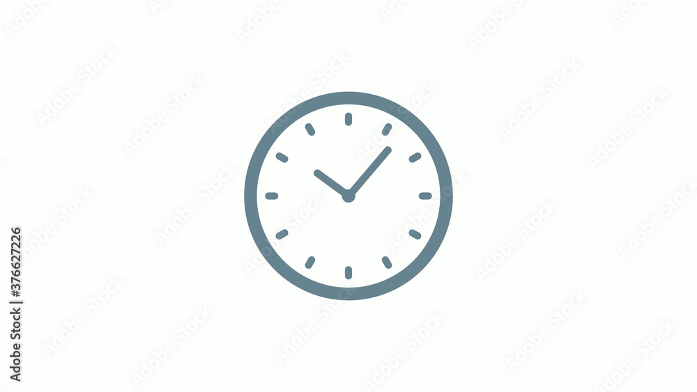 New aqua gray color counting down clock icon on white background New aqua gray color counting down clock icon on white background