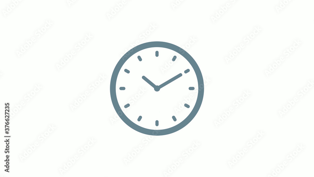 New aqua gray color counting down clock icon on white background New aqua gray color counting down clock icon on white background