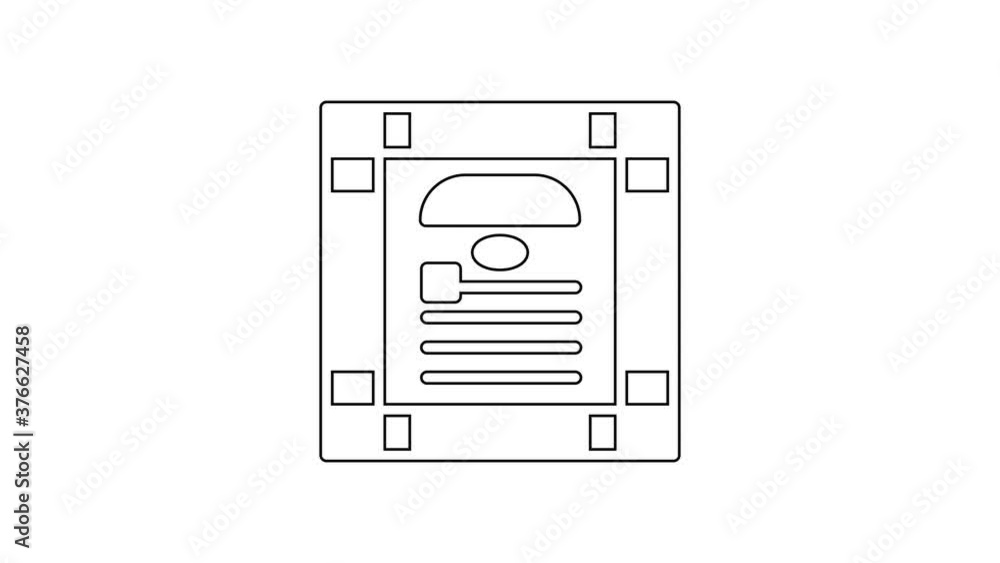 Black line 26 November india constitution day icon isolated on white background. 4K Video motion graphic animation. Black line 26 November india constitution day icon isolated on white background. 4K Video motion graphic animation.