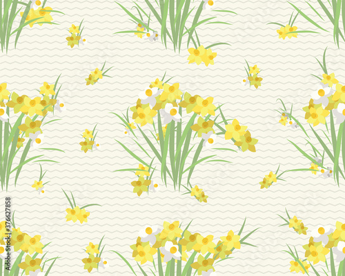 Floral narcissus retro vintage background, vector illustration