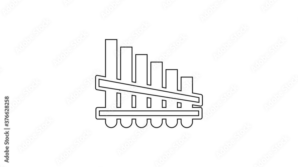Black line Pan flute icon isolated on white background. Traditional peruvian musical instrument. Zampona. Folk instrument from Peru, Bolivia and Mexico. 4K Video motion graphic animation. Black line Pan flute icon isolated on white background. Traditional peruvian musical instrument. Zampona. Folk instrument from Peru, Bolivia and Mexico. 4K Video motion graphic animation.