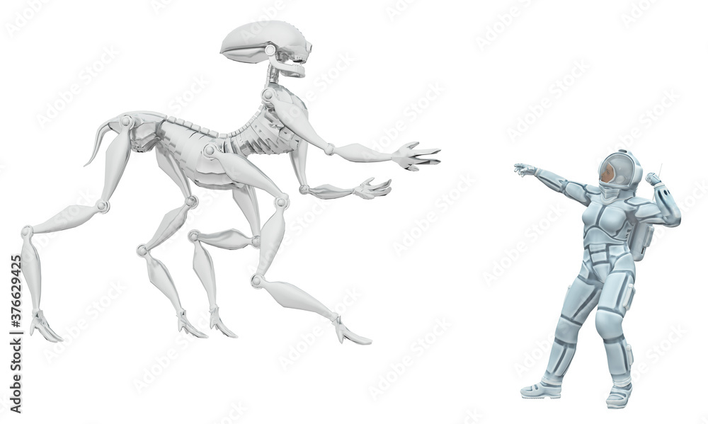 Obraz premium Außerirdisches Leben und Astronautin, Freisteller