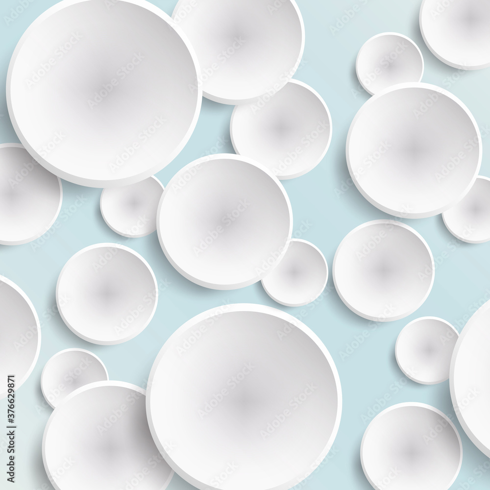 Fototapeta premium Abstract Background with white 3d circles on blue backdrop - vector design 
