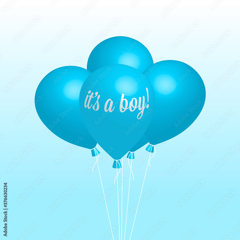 Its a boy! - vector design with blue balloons Stock Vector | Adobe Stock
