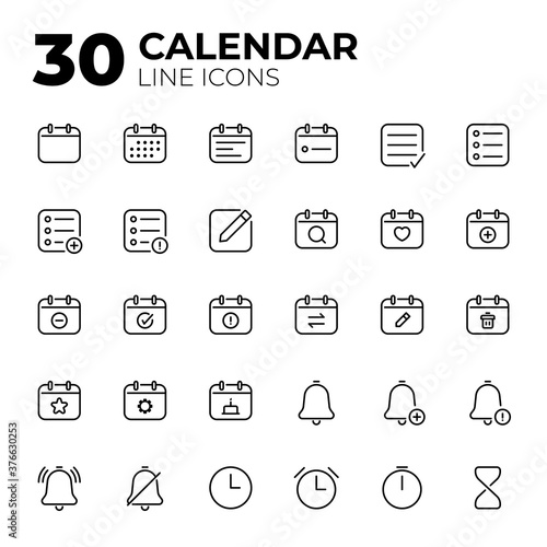 Set of Calendar Date and Time icons.