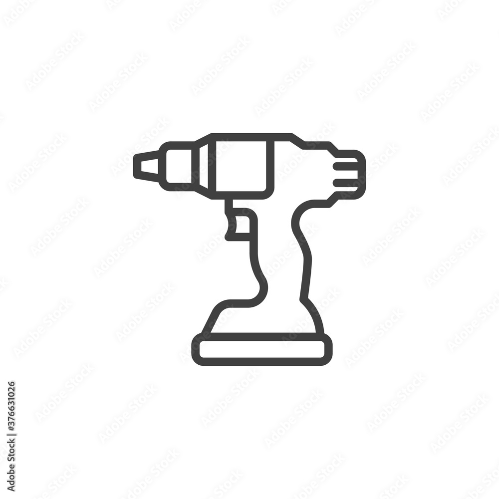 Electric screwdriver line icon. linear style sign for mobile concept and web design. Battery screwdriver drill outline vector icon. Symbol, logo illustration. Vector graphics Electric screwdriver line icon. linear style sign for mobile concept and web design. Battery screwdriver drill outline vector icon. Symbol, logo illustration. Vector graphics