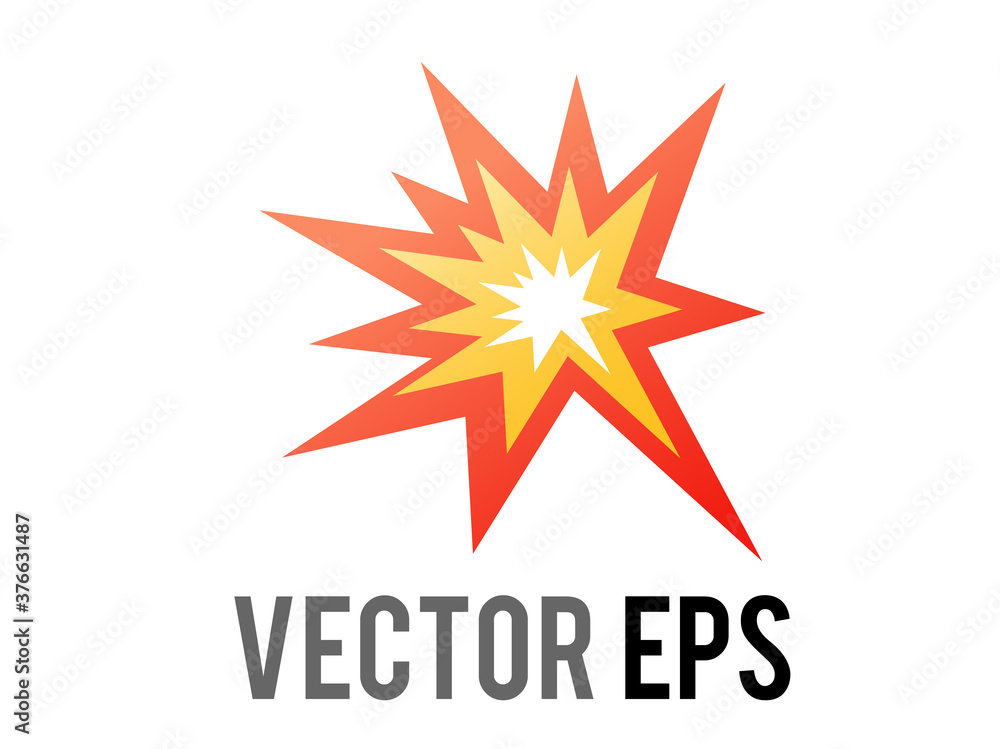 Vector cartoon styled red, yellow fiery burst collision star emoji icon Vector cartoon styled red, yellow fiery burst collision star emoji icon