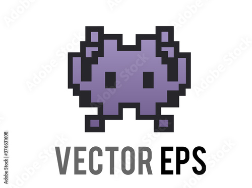Vector classic game purple alien monster 8-bit graphic emoji icon
