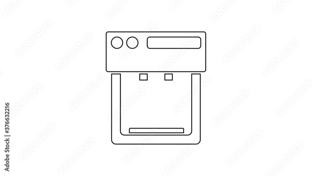 Black line Coffee machine icon isolated on white background. 4K Video motion graphic animation. Black line Coffee machine icon isolated on white background. 4K Video motion graphic animation.