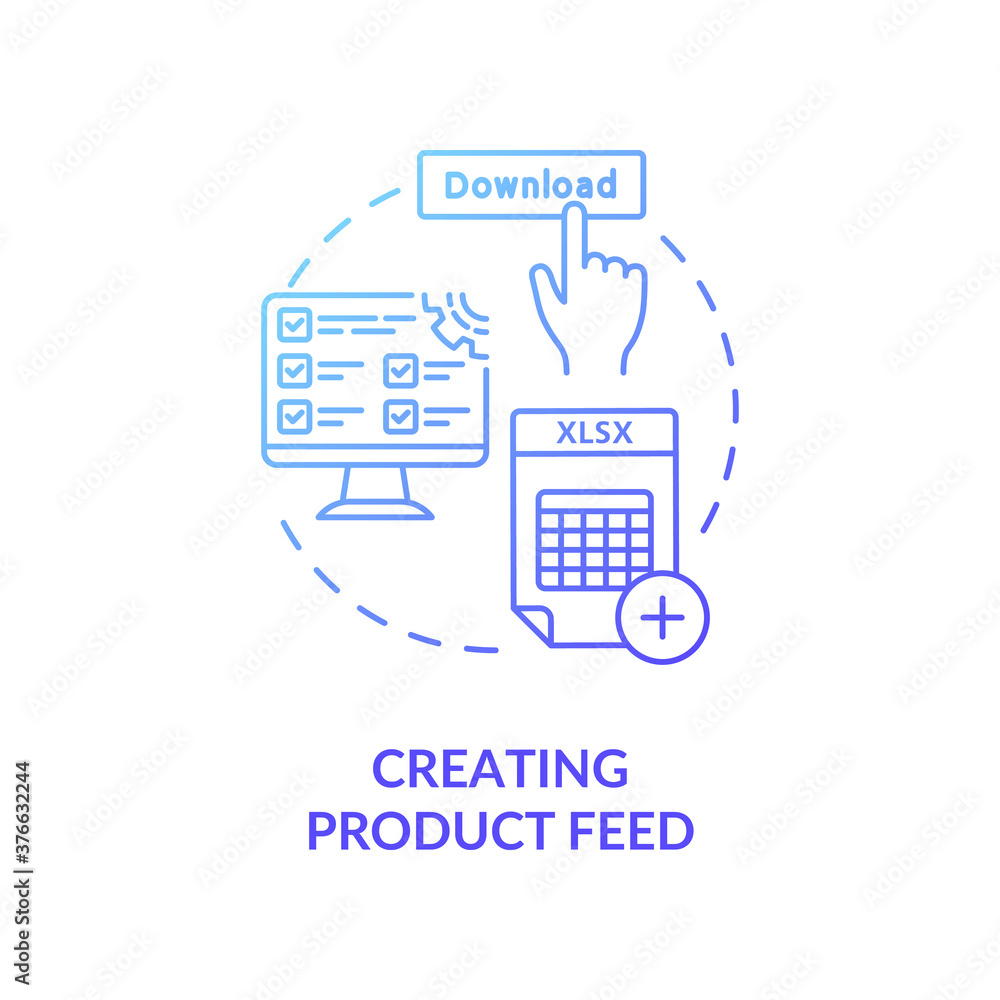 Creating product feed concept icon. XML data feed idea thin line ...