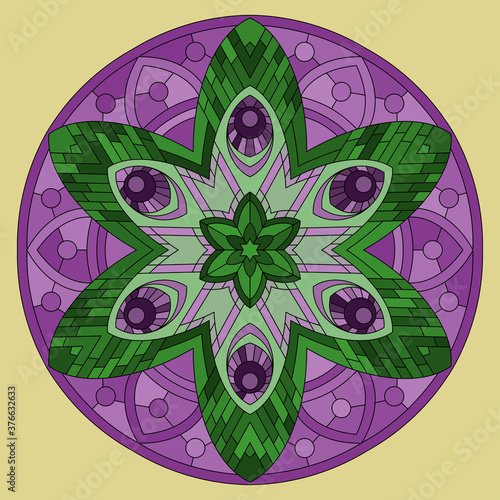 Illustration in stained glass style round image