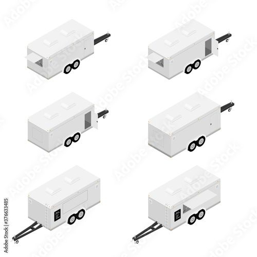 Food trailer vector isolated on white background isometric view