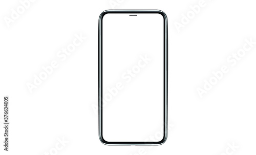 Smartphone with blank screen. Realistick cell phone can be a template for infographics or presentation of interface. Frame less smartphone. Vector Illustration UI/UX design